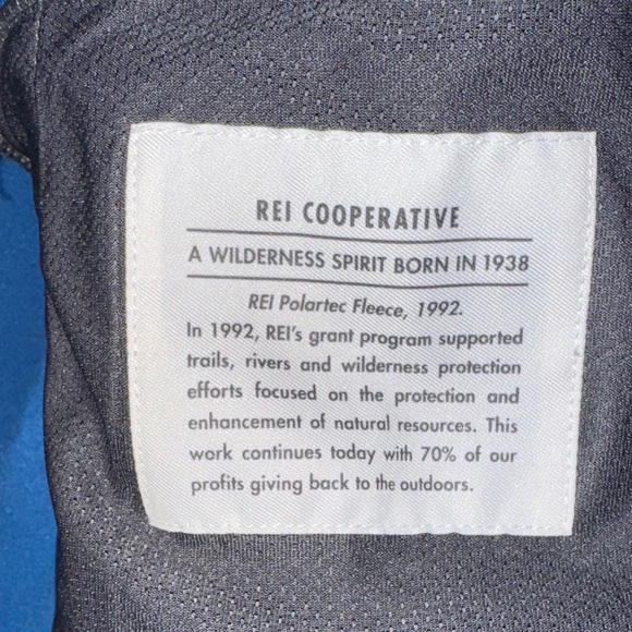 REI Blue Fleece Zip up Jacket with Yellow Accents - Picture 10 of 10